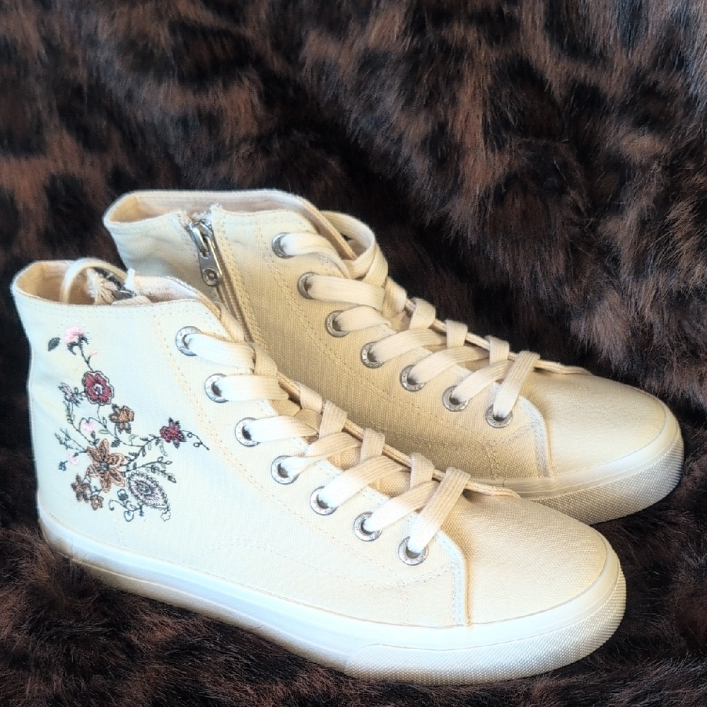 Floral Embroidered High-Top Sneakers NWT